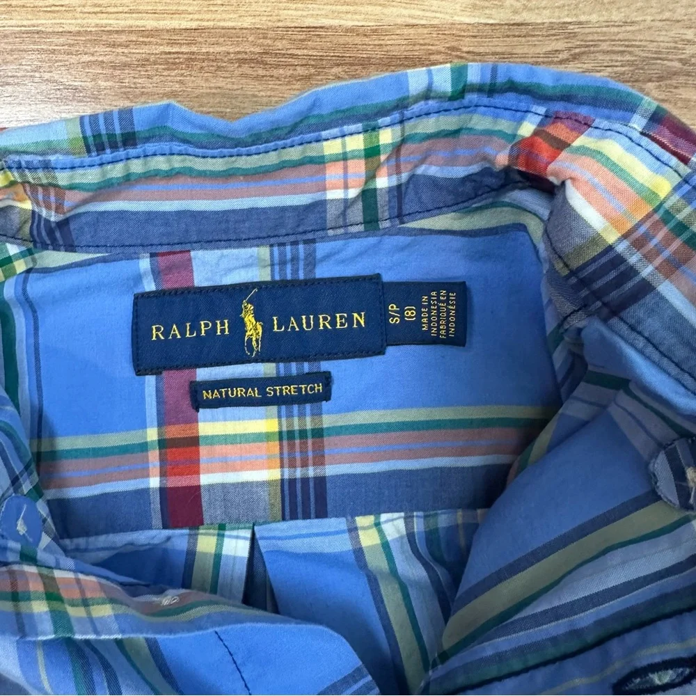 Ralph Lauren Boys Multi Color Plaid Button Down Dress Shirt Size 8